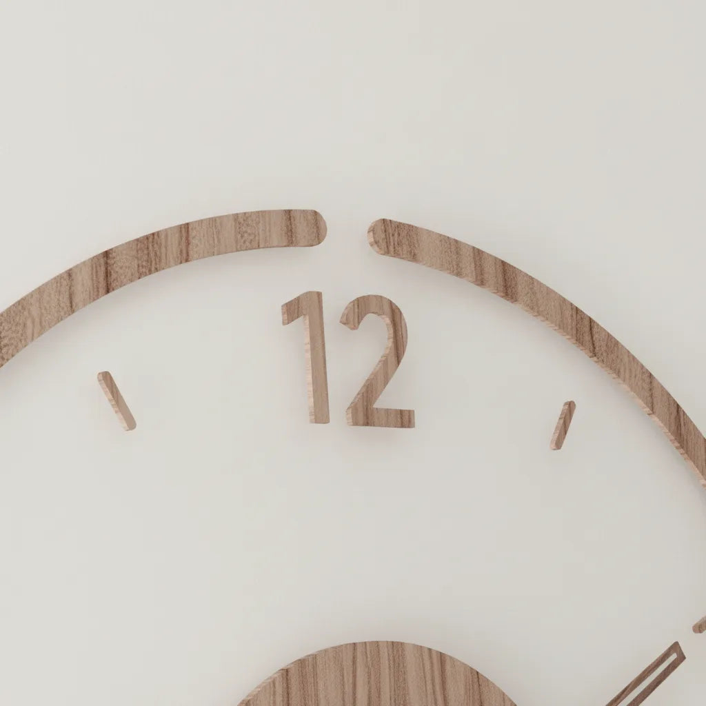 Runde Wanduhr aus Holz mit lautlosem Uhrwerk -    Zorenza