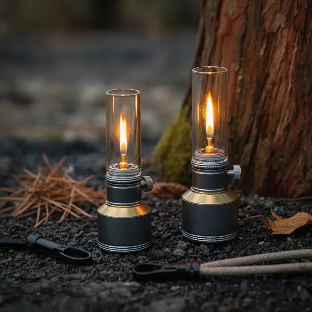 Campinglampe Aluminium mit Gaskartusche – Vintage-Stil -    Zorenza