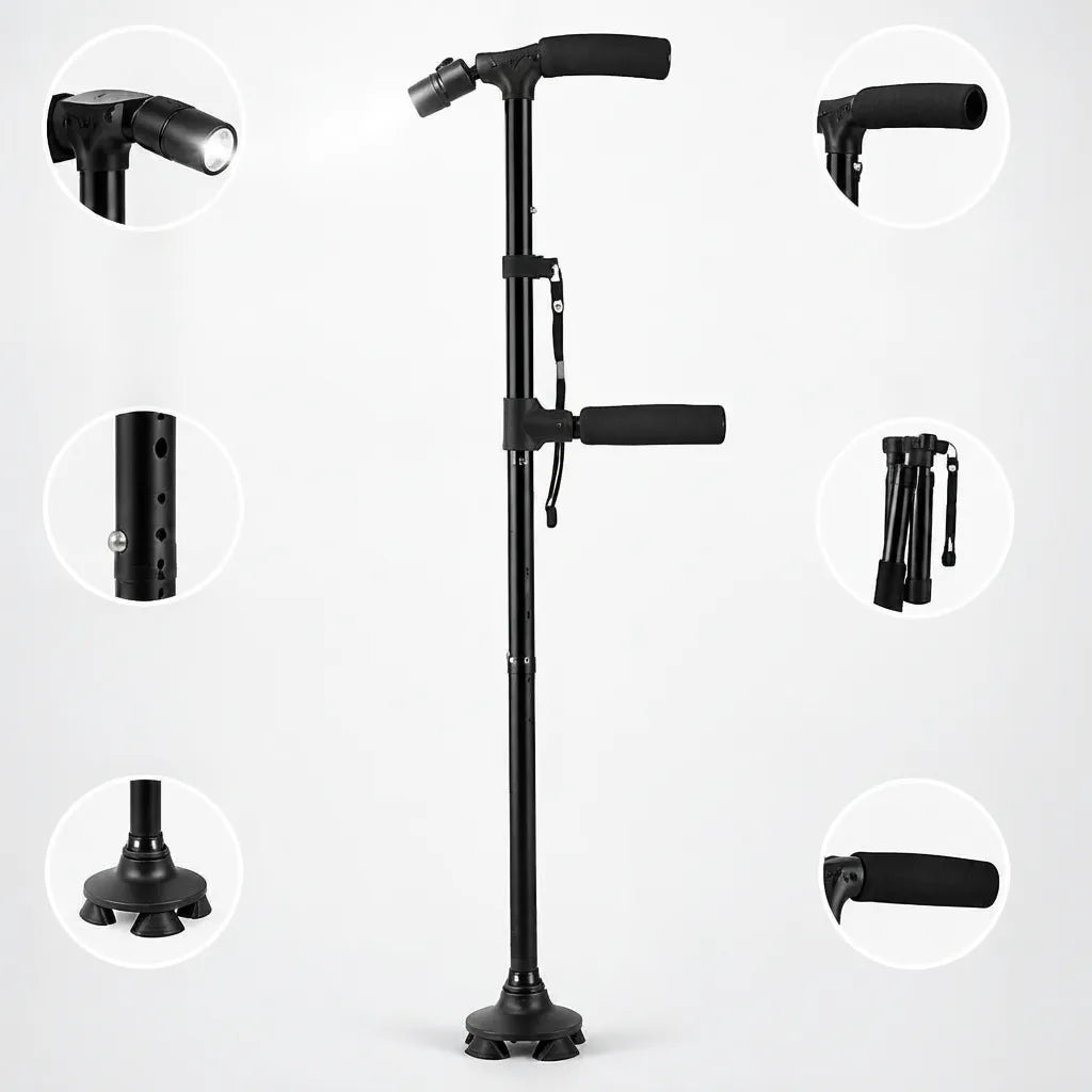 Gehstock mit LED-Licht, faltbar und höhenverstellbar -    Zorenza