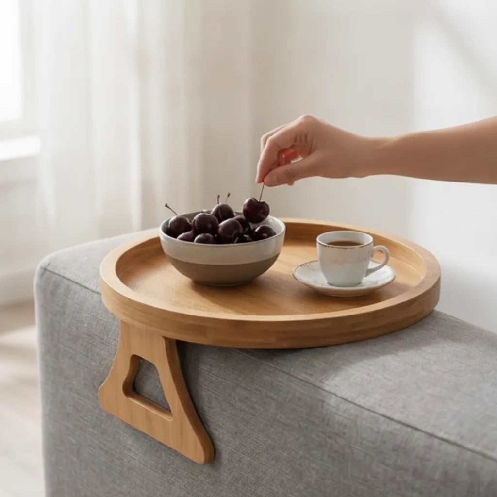 Sofa-Armlehnen-Tablett aus Massivholz, klappbar -    Zorenza