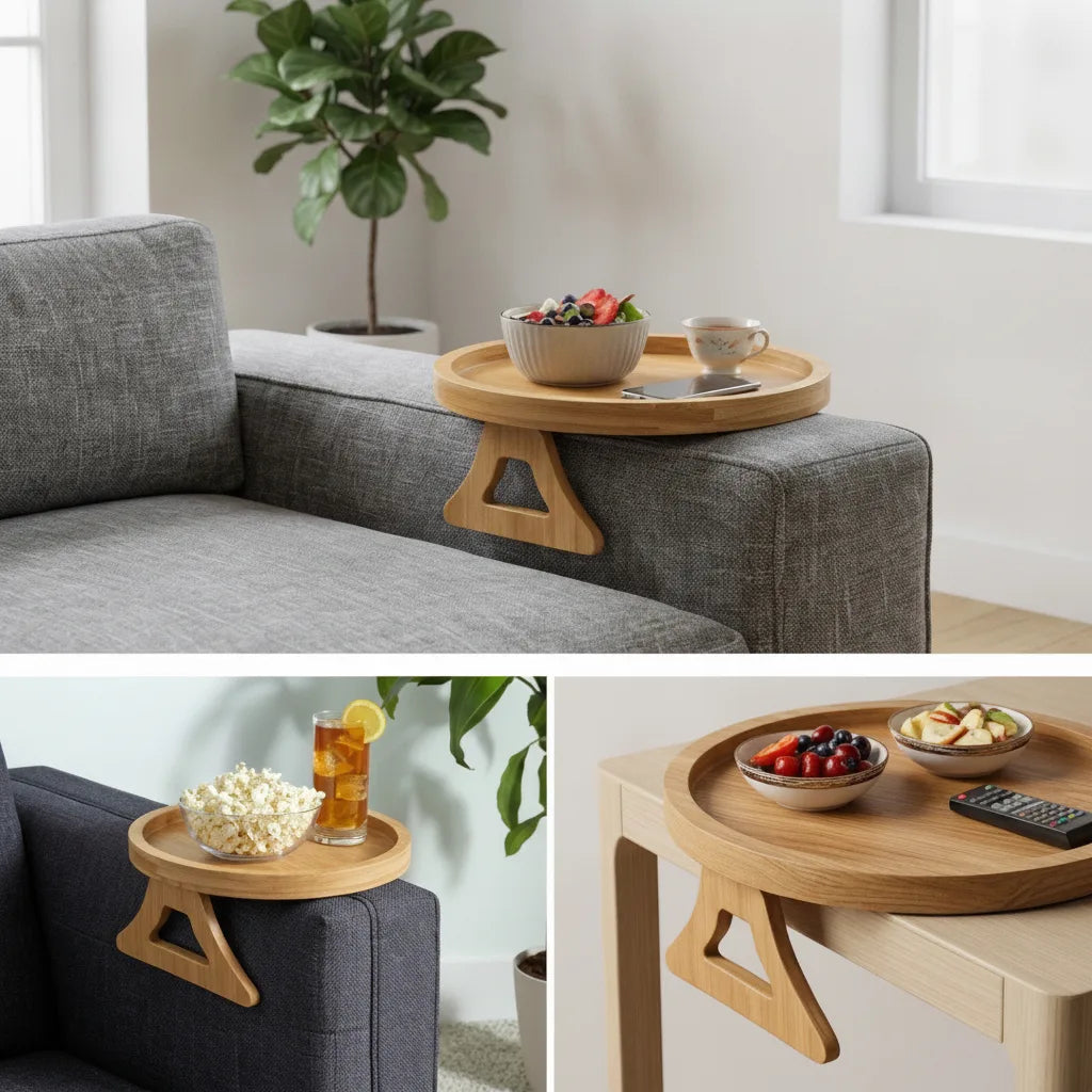 Sofa-Armlehnen-Tablett aus Massivholz, klappbar -    Zorenza