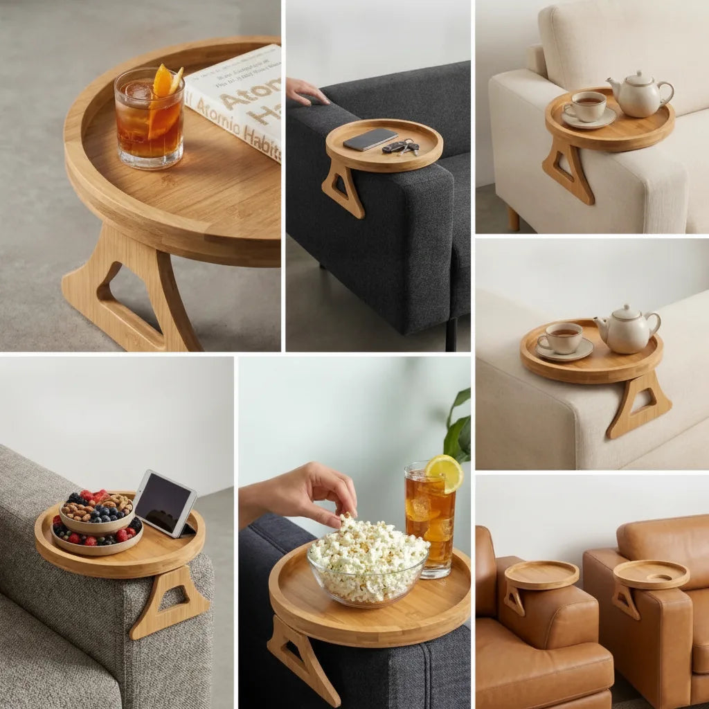 Sofa-Armlehnen-Tablett aus Massivholz, klappbar -    Zorenza