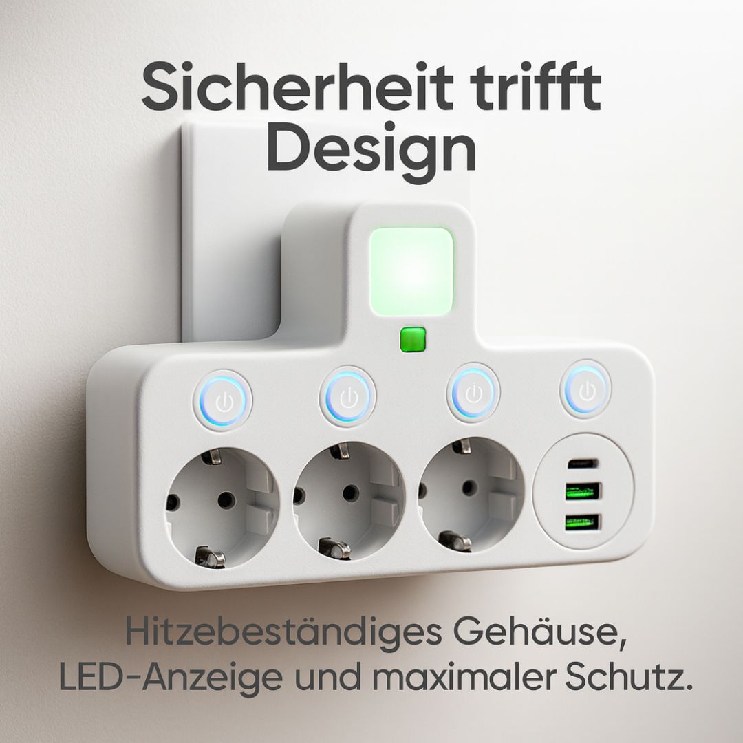 Steckdosenleiste mit USB-Anschlüssen und Schalter -    Zorenza