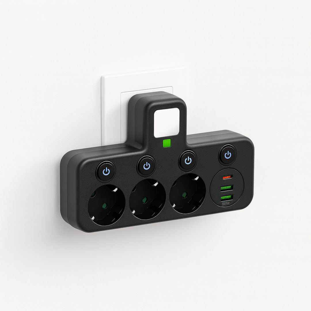 Steckdosenleiste mit USB-Anschlüssen und Schalter -    Zorenza