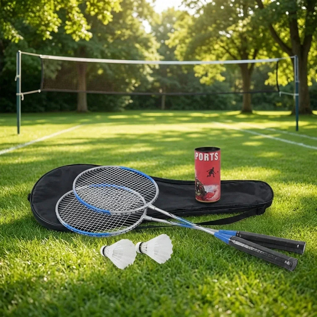 Badminton-Set mit 2 Schlägern und Federbällen -    Zorenza
