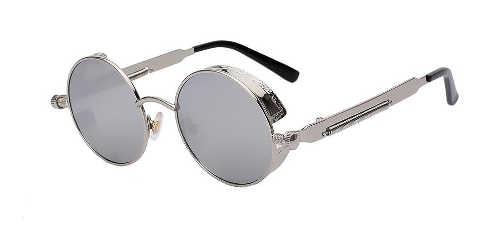 Runde Steampunk-Sonnenbrille mit Seitenschutz Zorenza