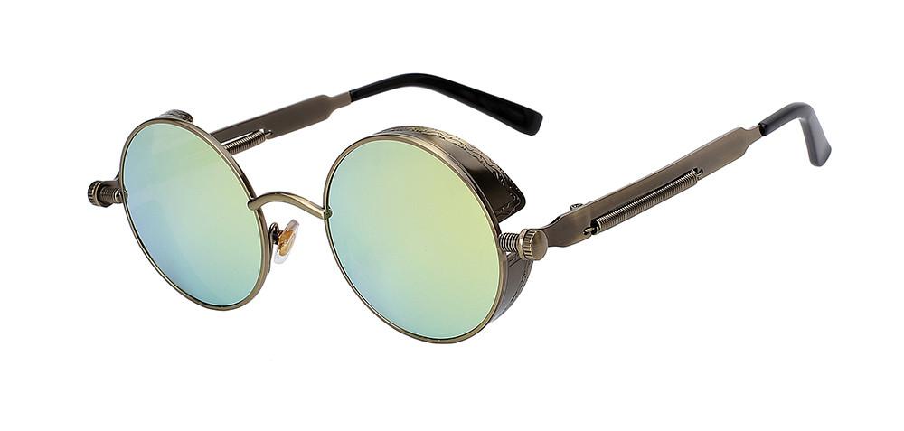 Runde Steampunk-Sonnenbrille mit Seitenschutz Zorenza
