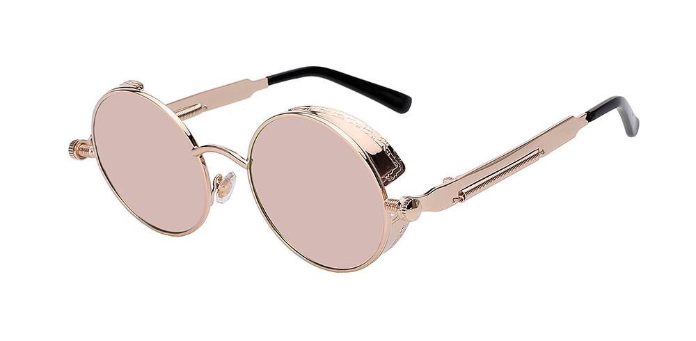 Runde Steampunk-Sonnenbrille mit Seitenschutz Zorenza