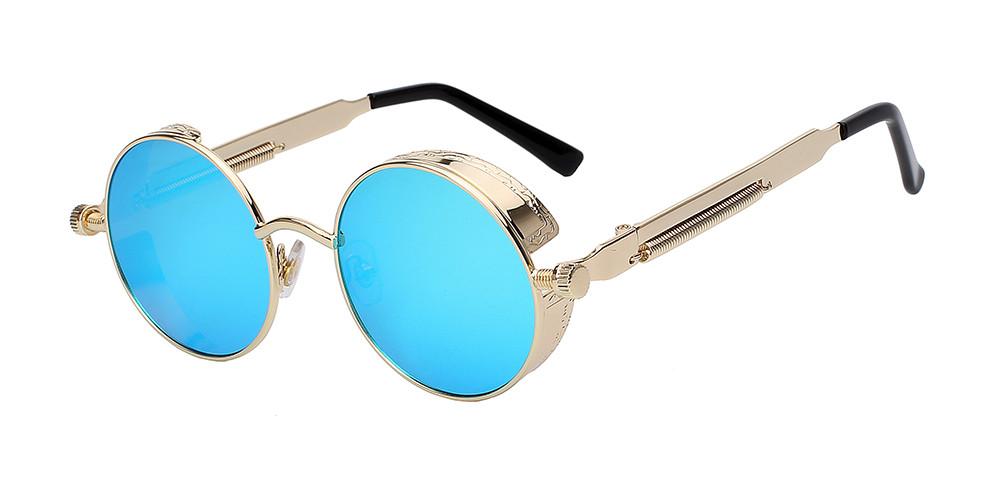 Runde Steampunk-Sonnenbrille mit Seitenschutz Zorenza