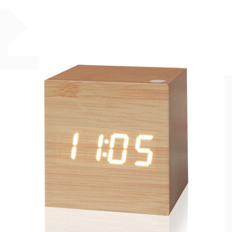 Digitaler Holzwürfel-Wecker mit LED-Anzeige -    Zorenza