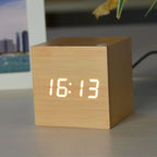 Digitaler Holzwürfel-Wecker mit LED-Anzeige -    Zorenza