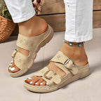 Sandalen mit Keilabsatz und verstellbaren Schnallen -    Zorenza