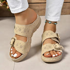 Sandalen mit Keilabsatz und verstellbaren Schnallen -    Zorenza