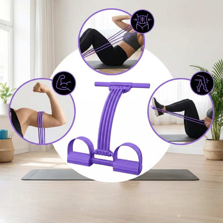 Fitnessband mit Fußstützen — Ganzkörper-Training für Zuhause, Lila & Rosa -    Zorenza