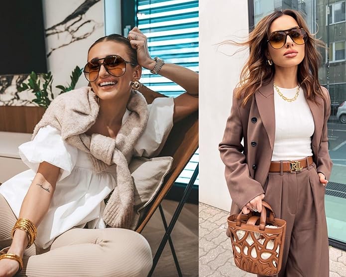 Sonnenbrille Aviator Oversize – Retro Design mit UV400 Schutz -    Zorenza