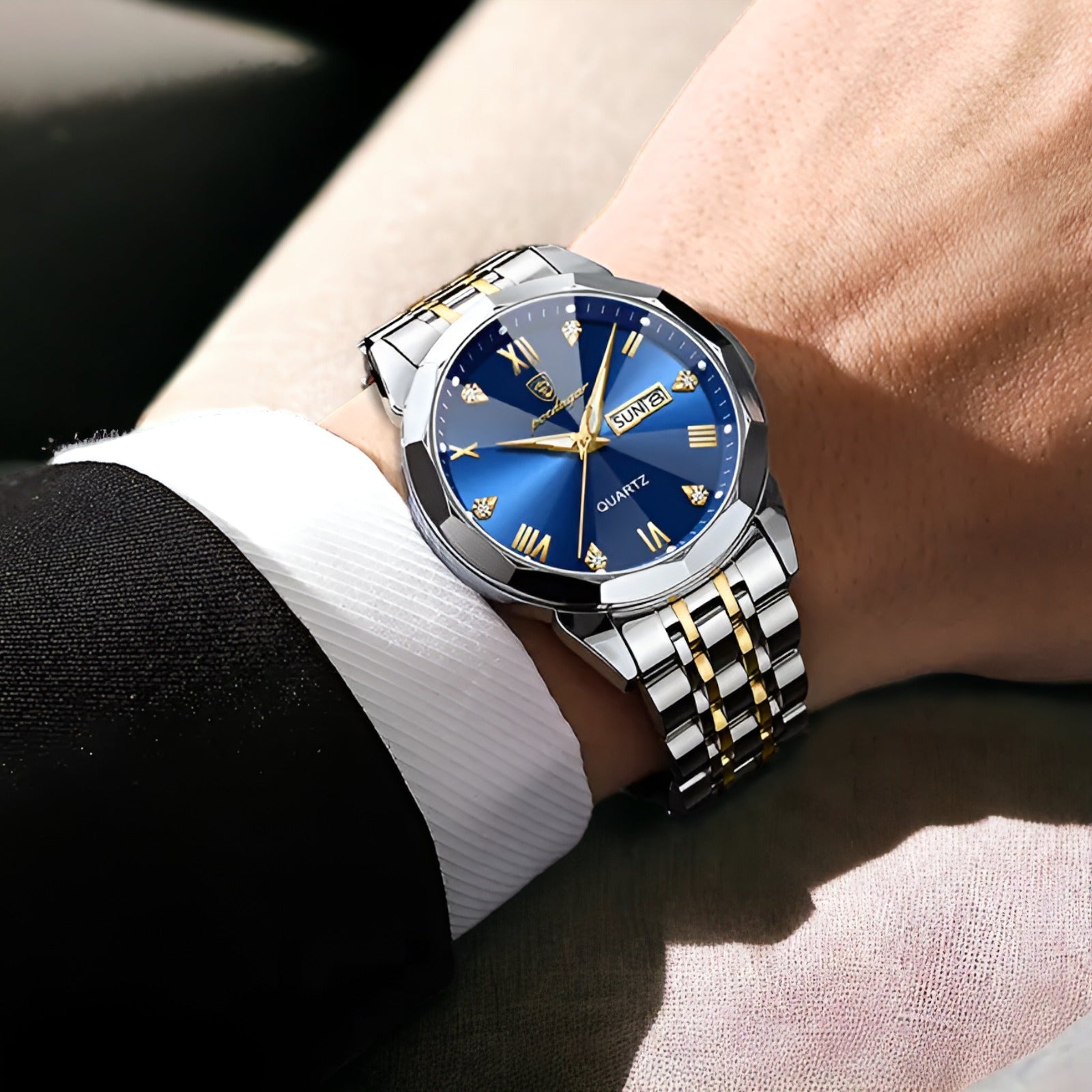 Elegante Herrenuhr mit Quarzwerk und Edelstahlarmband -    Zorenza
