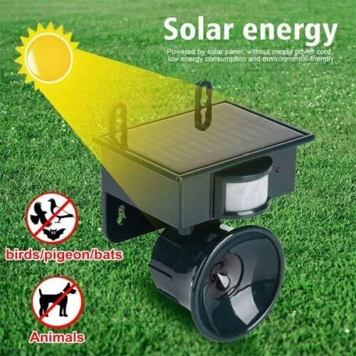 Vogelabwehr Solar mit Bewegungsmelder – Ultraschall und Akustik -    Zorenza