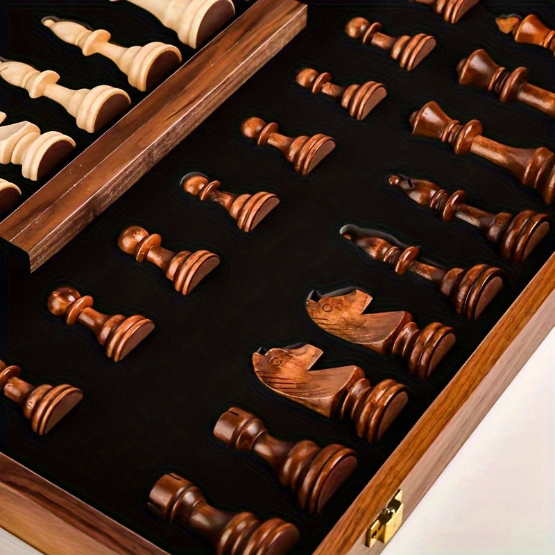 Schachspiel klappbar aus Holz mit Aufbewahrung -    Zorenza