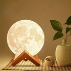 Mondlampe mit Touch-Steuerung und Holzständer -    Zorenza