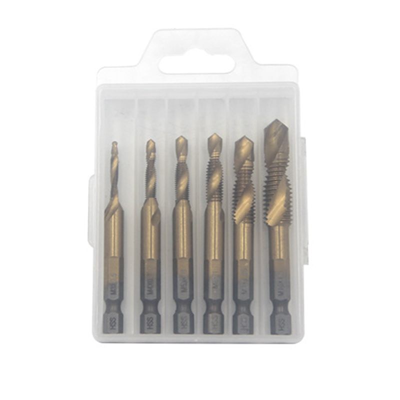 Gewindebohrer-Set 6-teilig mit Spiralnut und Hex-Schaft -    Zorenza