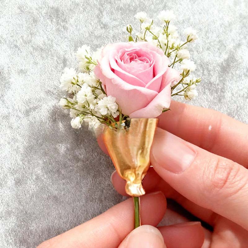 Blumen-Brosche mit Mini-Bouquet-Halter für frische Blüten -    Zorenza