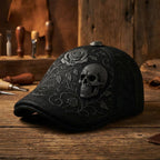 Schiebermütze Herren mit Totenkopf-Stickerei -    Zorenza