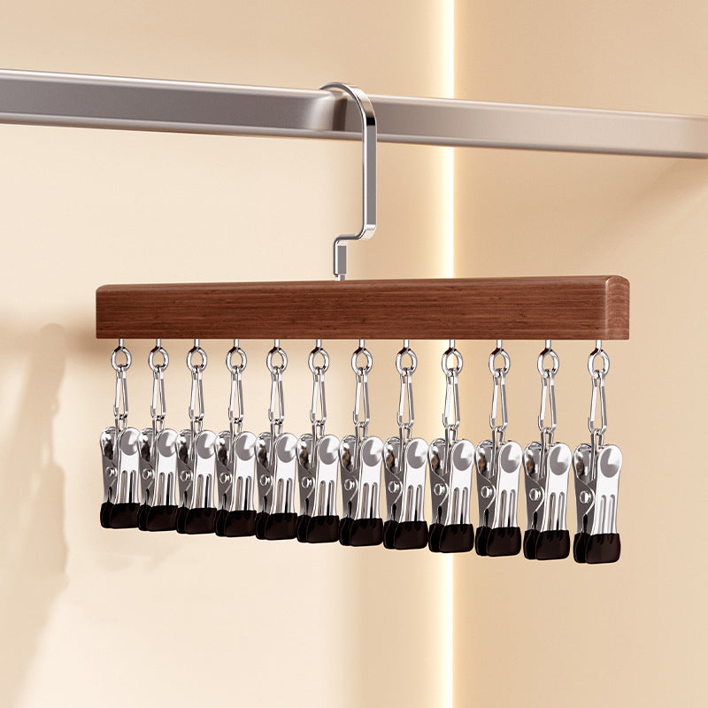 Kleiderbügel Holz drehbar mit Clips für Kleiderschrank-Organisation -    Zorenza