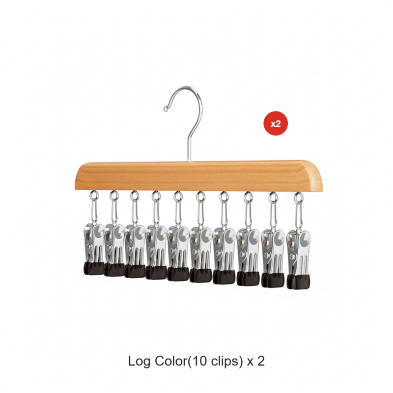 Kleiderbügel Holz drehbar mit Clips für Kleiderschrank-Organisation -    Zorenza