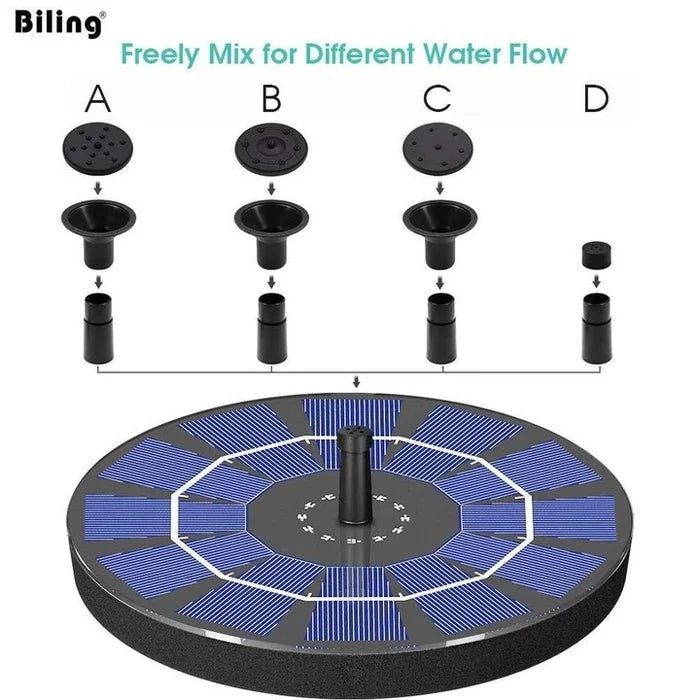 Solar-Springbrunnen mit 4 Düsen für Garten und Teich -    Zorenza