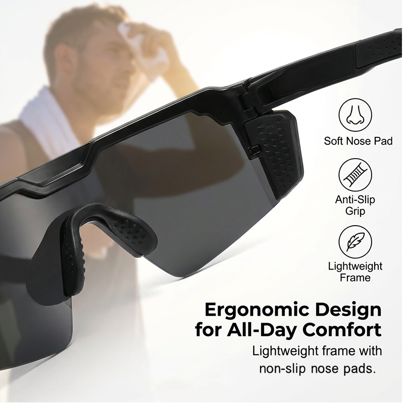 Sportbrille UV400-Schutz – Unisex für Radfahren und Laufen -    Zorenza
