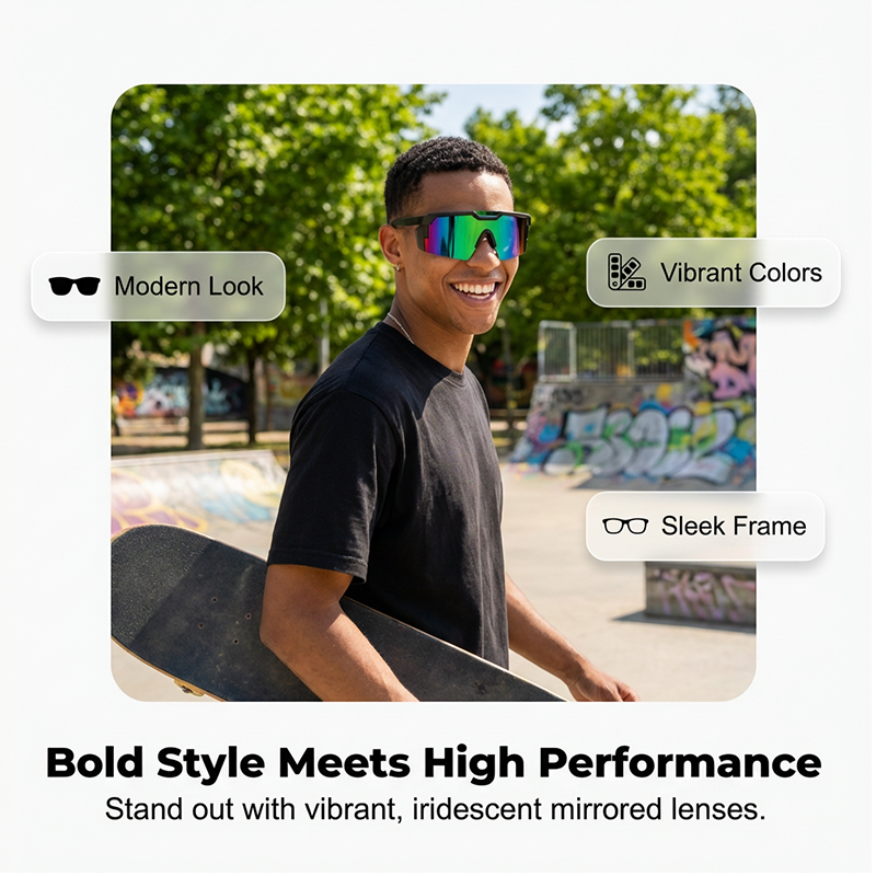Sportbrille UV400-Schutz – Unisex für Radfahren und Laufen -    Zorenza