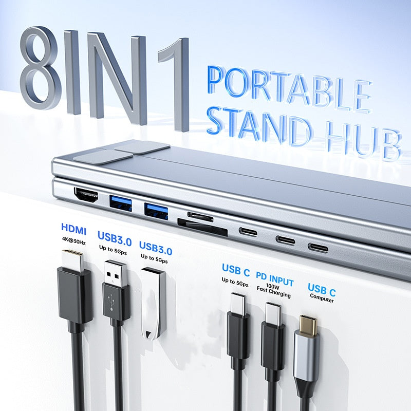 USB-C Dockingstation mit Laptopständer 8 Anschlüsse HDMI 4K -    Zorenza