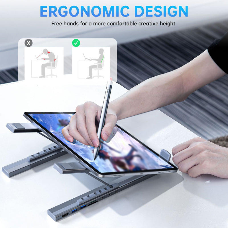 USB-C Dockingstation mit Laptopständer 8 Anschlüsse HDMI 4K -    Zorenza