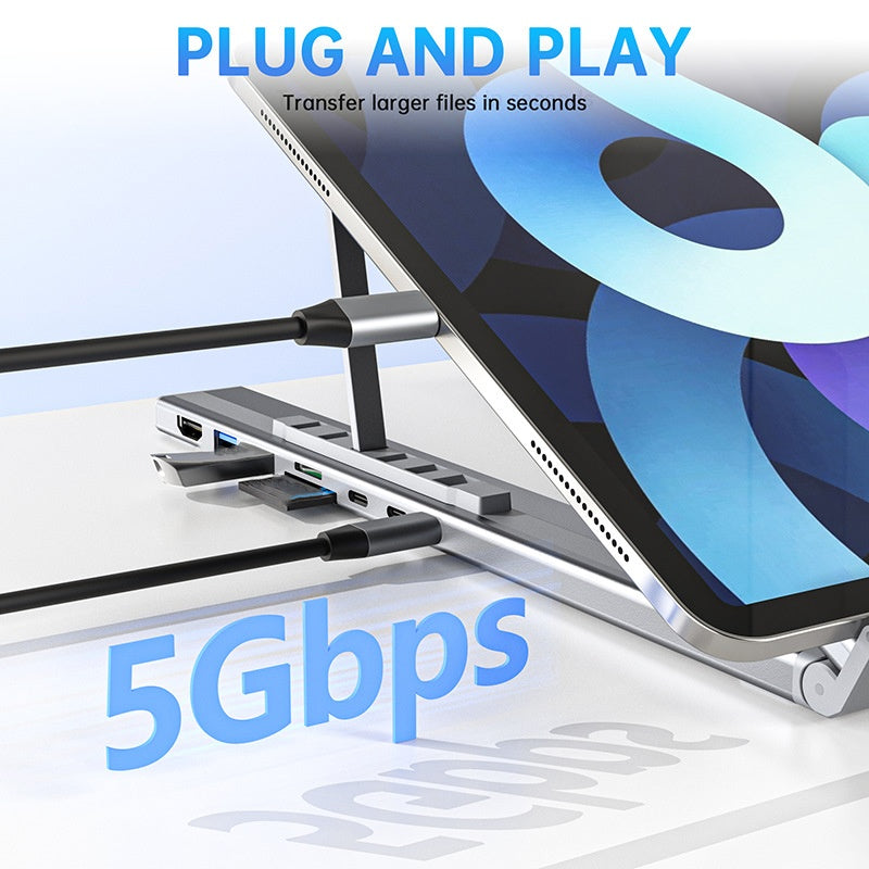 USB-C Dockingstation mit Laptopständer 8 Anschlüsse HDMI 4K -    Zorenza
