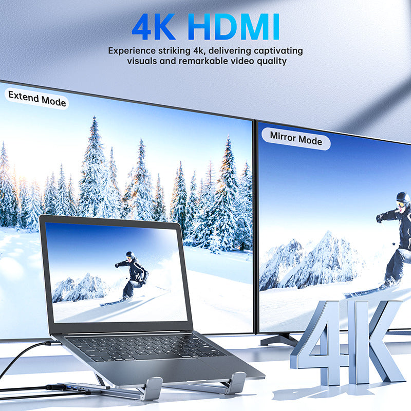USB-C Dockingstation mit Laptopständer 8 Anschlüsse HDMI 4K -    Zorenza