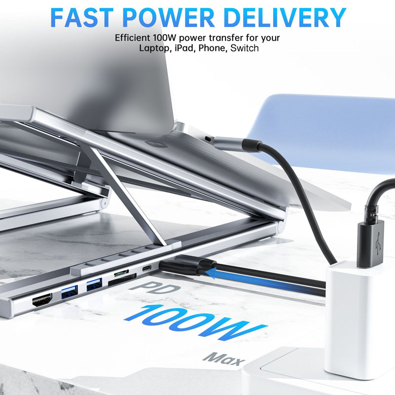 USB-C Dockingstation mit Laptopständer 8 Anschlüsse HDMI 4K -    Zorenza