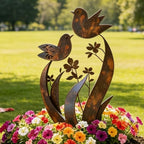 Garten-Dekostecker Metall mit Vogel- und Blütenmotiv -    Zorenza