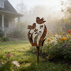 Garten-Dekostecker Metall mit Vogel- und Blütenmotiv -    Zorenza