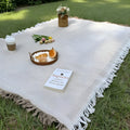 Picknickdecke mit Fransen – wasserdicht, 180 × 180 cm -    Zorenza