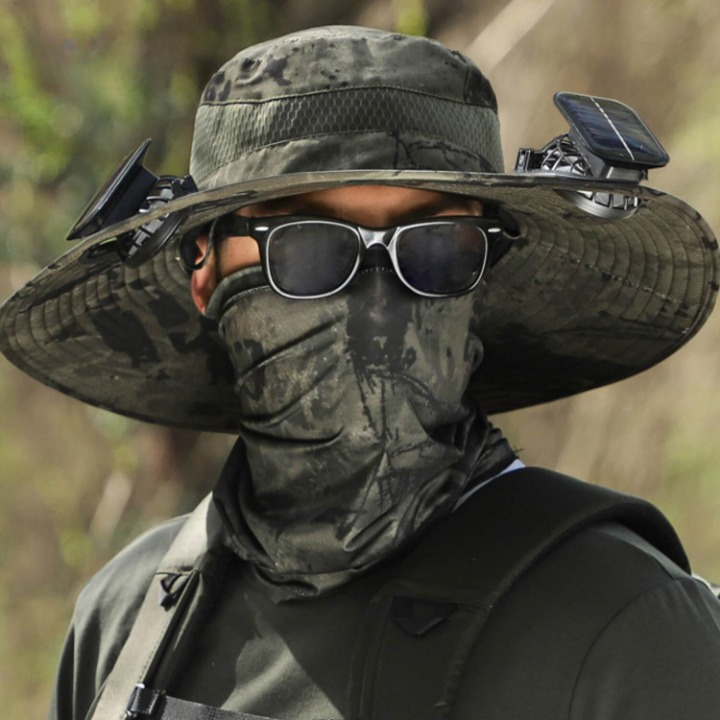 Solar Hut mit Ventilator und UV-Schutz – Solarbetriebene Kühlung -    Zorenza