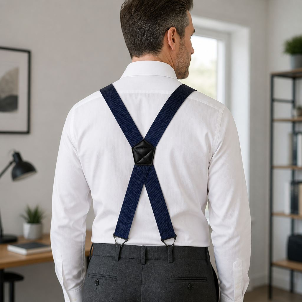 Hosenträger Herren mit Karabinerhaken – Y-Form oder X-Form -    Zorenza