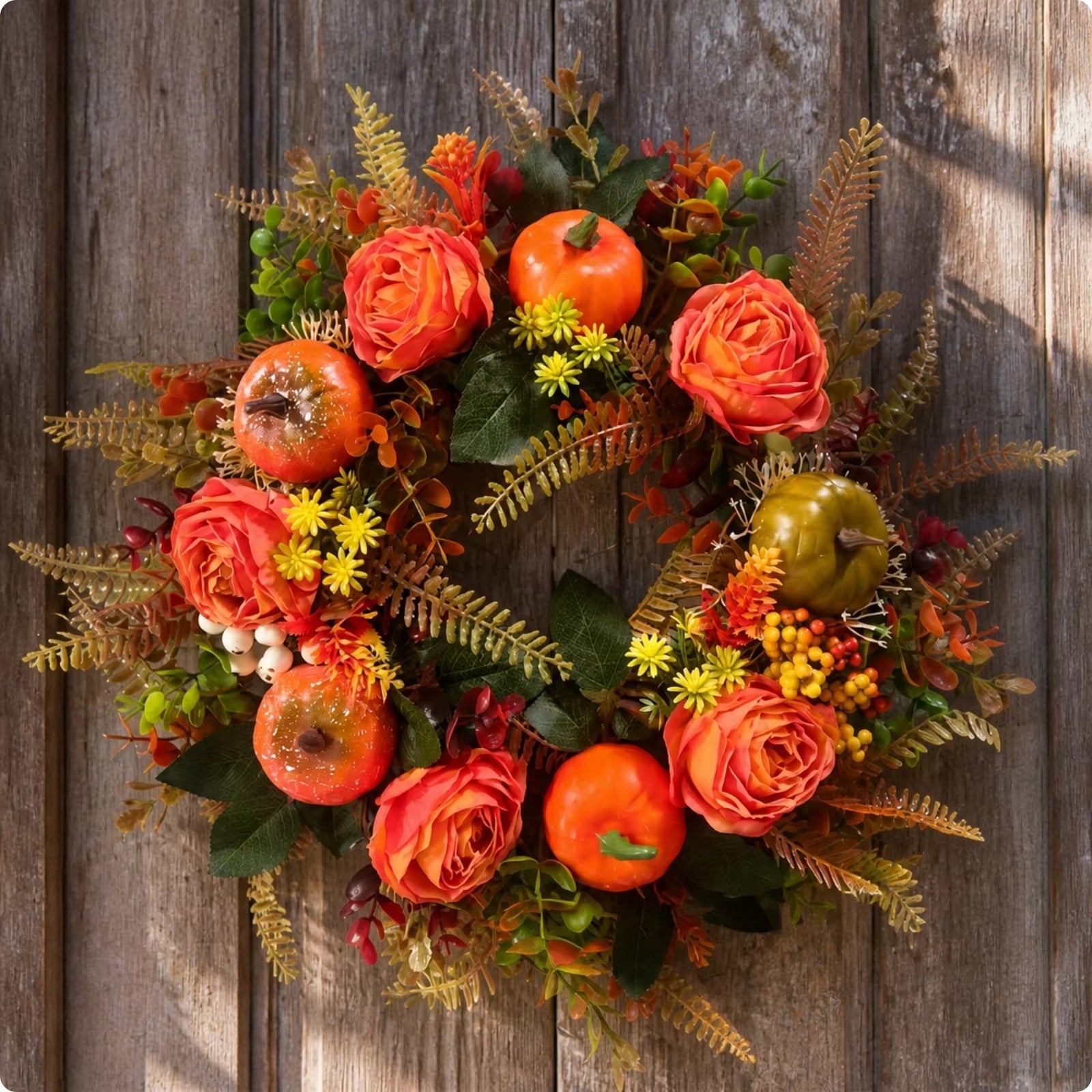 Türkranz Herbst mit Pfingstrosen und Kürbis -    Zorenza