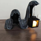 Geisterfigur mit Laterne Grau – Leuchtendes Halloween-Deko -    Zorenza