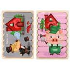 Holz Steckpuzzle-Set für Kinder – Doppelseitig & Bildungsfördernd -    Zorenza