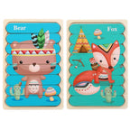 Holz Steckpuzzle-Set für Kinder – Doppelseitig & Bildungsfördernd -    Zorenza
