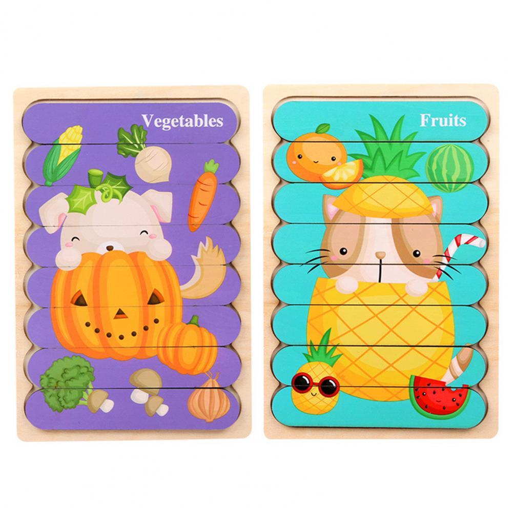 Holz Steckpuzzle-Set für Kinder – Doppelseitig & Bildungsfördernd -    Zorenza