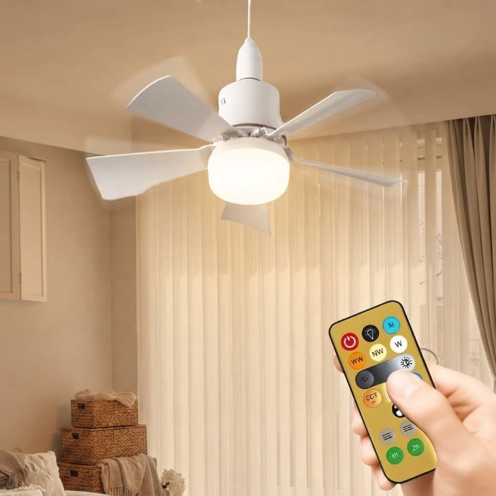 Deckenventilator mit LED-Beleuchtung und Fernbedienung, Ø 41 cm, E27-Fassung -    Zorenza