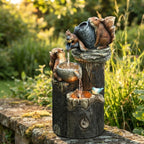 Solar-Tischbrunnen mit Tierfigur & LED-Beleuchtung – kompakt für Garten & Balkon -    Zorenza