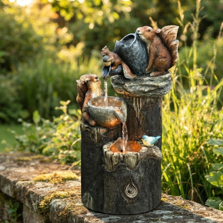Solar-Tischbrunnen mit Tierfigur & LED-Beleuchtung – kompakt für Garten & Balkon -    Zorenza