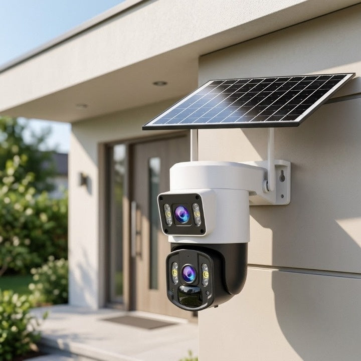 Solarkamera 360° mit 4K Auflösung – Nachtsicht, 10x Zoom, App-Steuerung -    Zorenza